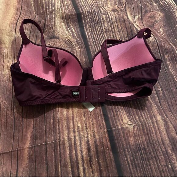 Women’s Victoria’s Secret Pink Lightly Lined Maroon Bra 36C - Picture 3 of 3